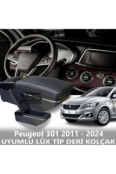 STS Oto Aksesuar Peugeot 301 2011 - 2024 Uyumlu Premium  Deri Kol Dayama Kolç...