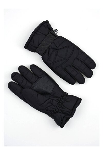 Pissos قفازات ثلج سوداء مقاومة للماء للأطفال بعمر 13-16 عامًا مع صوف من الداخل