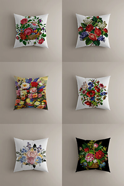 LadiesHome Комплект от 6 калъфки за възглавници с флорален мотив - калъфки за...