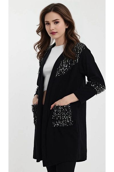 CNG MODA Plus Size Sequin Cardigan
