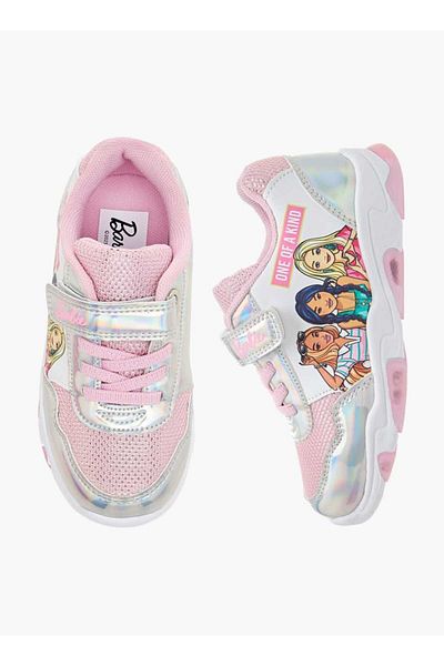 Barbie Printed Light-Up Sneakers with Hook and Loop Closure