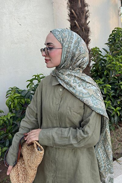 carell Η επιλογή του Ennur Türk Bliss Olive Green Άνετο μεταξωτό σάλι