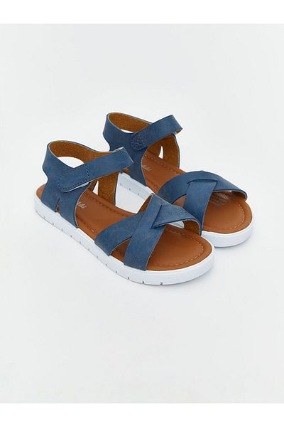 LC Waikiki Lcw Steps Navy Blue Ankle Strap Girls Sandals