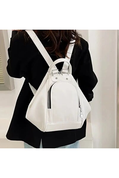 HONEY BAG Monca Multifunctional White Backpack, Hand and Shoulder Bag