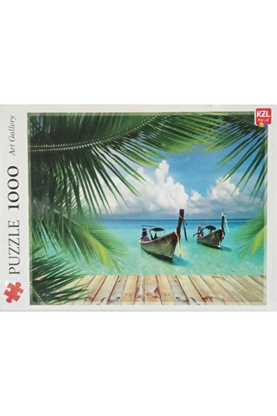 AKILLIELMA -KZL PUZZLE PALMİYE DENİZ VE SANDALLAR 1000 PARÇA PUZZLE PAZIL 68X...