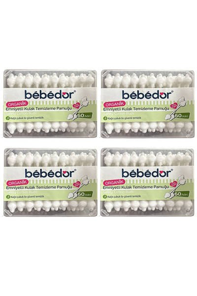 Bebedor x 4 Adet Organik Güvenlikli Kulak Temizleme Çubuğu