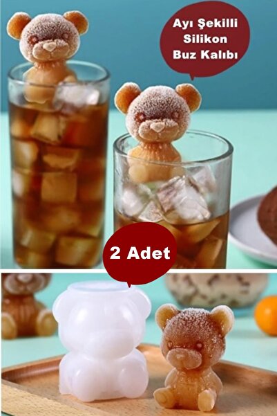 Kitchen Beauty 2 Adet Silikon Ayı Şekilli Buz Kalıbı Buzluk 3 Boyutlu Kahve K...
