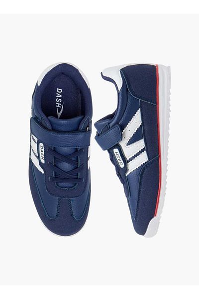 Dash Panelled Sneakers with Hook and Loop Closure