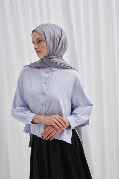 carell Italian Silk Ruby Jacquard Shawl - Silver Gray