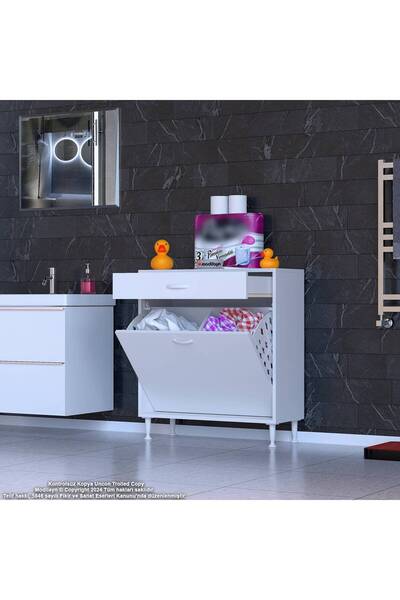Modilayn EMİR 85x88x32,5 cm 2 Göz Sepetli kirli çamaşır pratik çok fonksiyonlu dolap