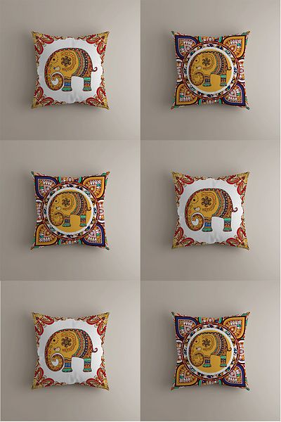 LadiesHome Elephant Skyrocket Kirlenceti Ethnic Bohemian Motifs Double Sided 43X43 cm
