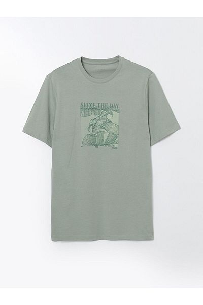 LC Waikiki Ανδρικό μπλουζάκι LCW Crew Neck με εμπριμέ χτενισμένο βαμβάκι