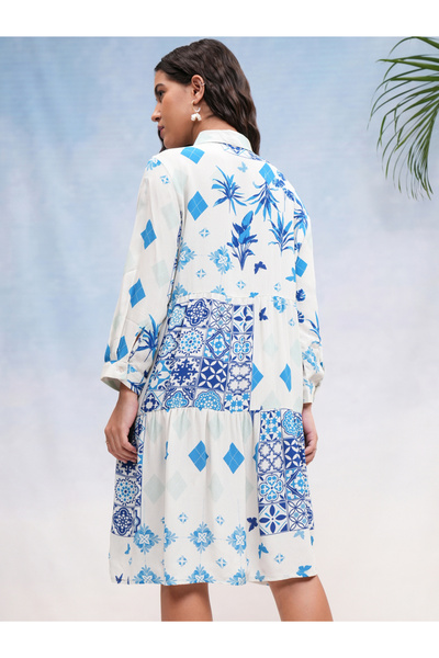 Vishudh By Styli All Over Print Knee Length A-Line Dress