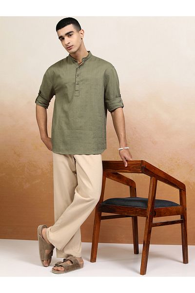 Highlander By Styli Relaxed Fit Mandarin Collar Shirt