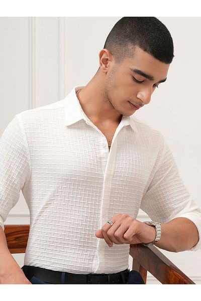 Highlander By Styli Textured Regular Fit Collared Shirt