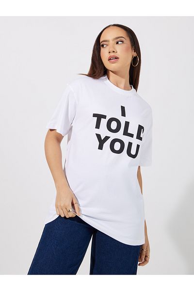 Styli Slogan Print Oversized Short Sleeve T-Shirt