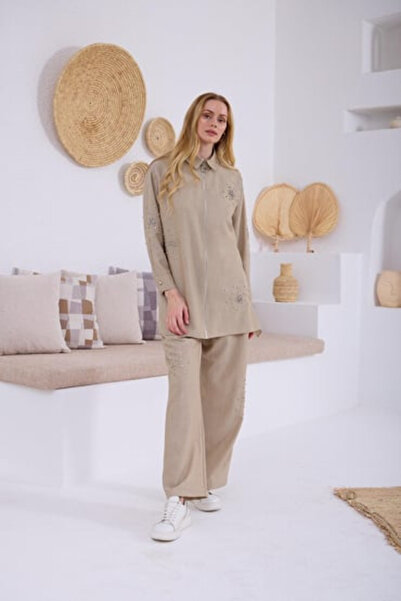 Moodbasic STONE ZIPPERED LINEN SET