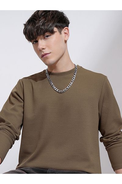 Highlander By Styli Textured Round Neck Relaxed Fit T-Shirt