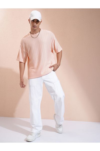 Highlander By Styli Textured Round Neck Oversized T-Shirt