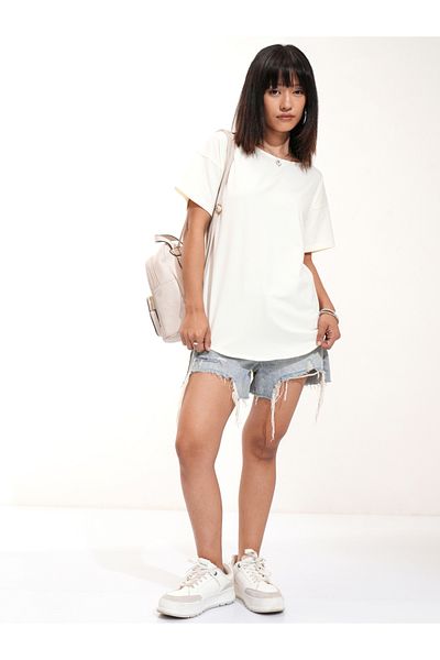 Tokyo Talkies By Styli Solid Regular Fit T-Shirt with Dropped Shoulder