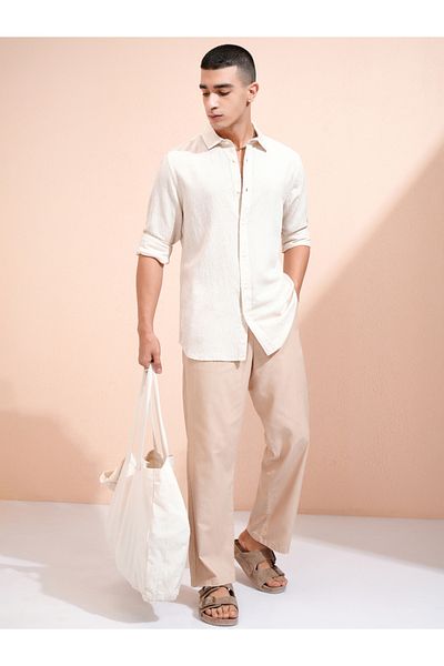 Highlander By Styli Textured Regular Fit Collared Shirt