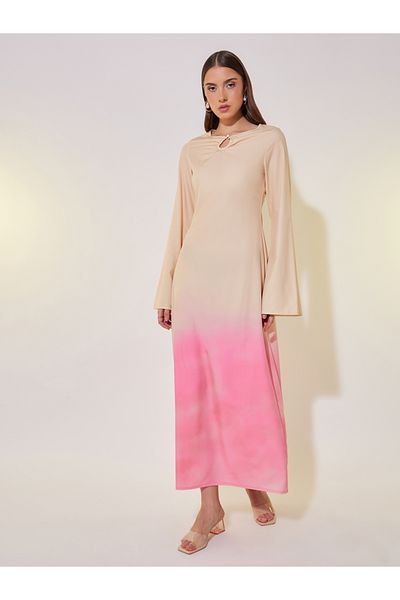 Take Two By Styli Ombre Print A-Line Maxi Dress