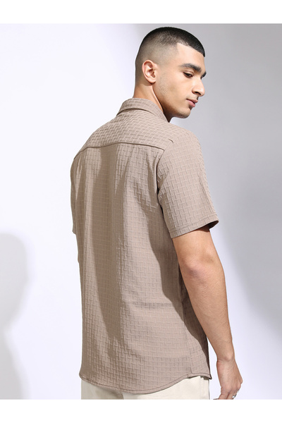 Highlander By Styli Textured Regular Fit Collared Shirt