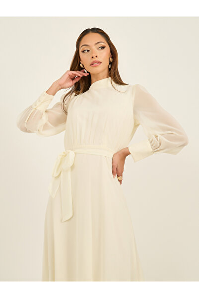 Styli Plain Long Sleeves A-Line Maxi Dress