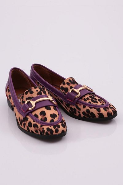 DGN Loafer de damă cu model leopard violet - 4463535