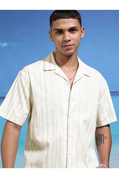 Highlander By Styli Relaxed Fit Striped Short Sleeve Shirt