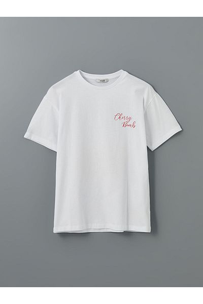 LC Waikiki Dámské tričko XSIDE Crew Neck Cherry s potiskem