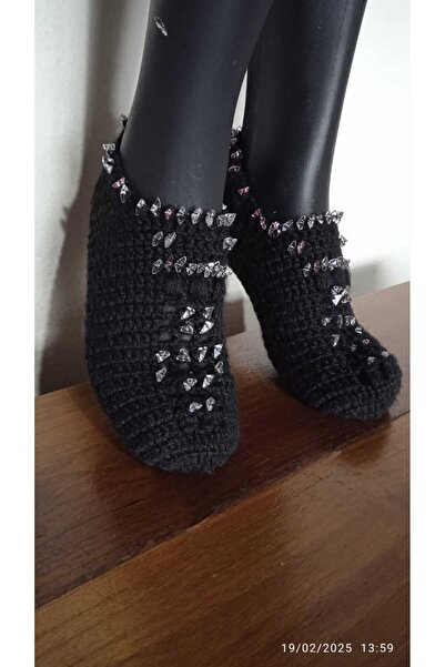 MODA El örgüsü çeğizlik patik çorap
