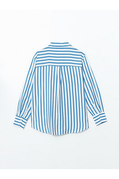 LC Waikiki Lcwaikiki Classic Navy Blue Striped Women's Shirt