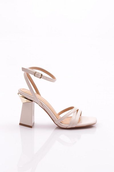 DGN 2440 Pantofi de seara de dama cu toc gros bej