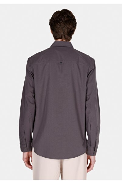 Colin's Regular Fit Shirt Neck Düz Erkek Gri Uzun Kol Gömlek