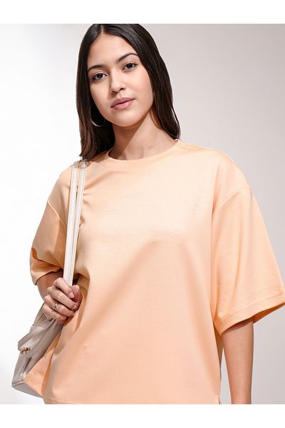 Tokyo Talkies By Styli Solid Drop Shoulder Oversized T-Shirt