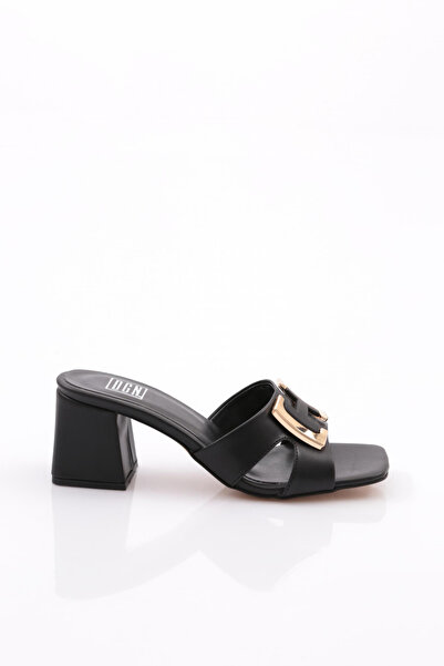 DGN 840 Women's H Buckle Heeled Slippers Black