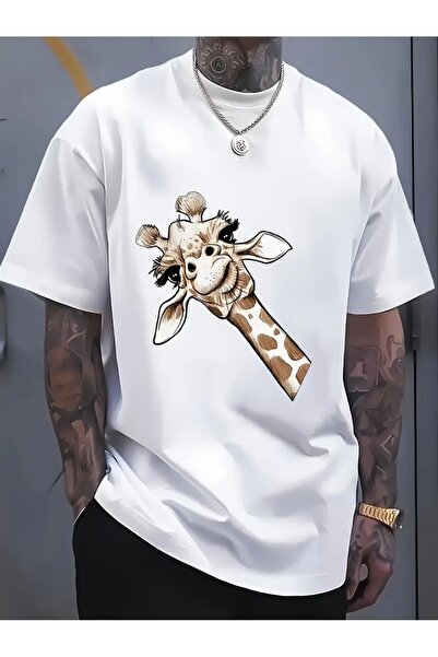 WOODROFFE Muška majica sa žirafom GIRAFFE Štampano Oversize kroj okrugla kragna