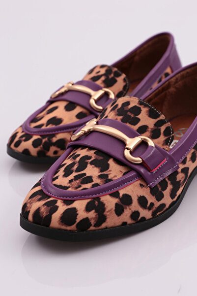DGN Жіночі лофери з візерунком фіолетового леопарда - 4463535