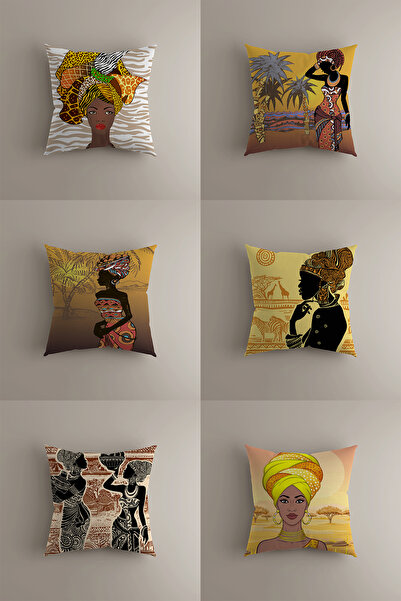 LadiesHome Set de huse pentru perne cu modele etnice pentru femei - 6 piese c...