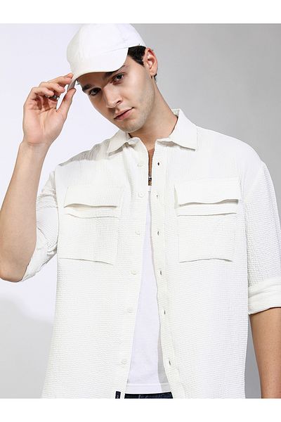 Highlander By Styli Oversized Collared Shirt with Pockets Detail
