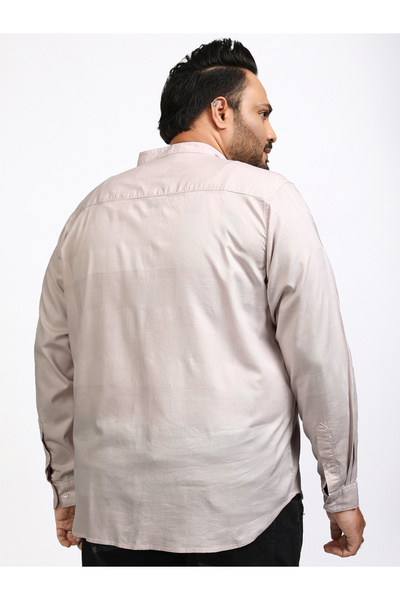 Highlander By Styli Plus Size Mandarin Collar Shirt