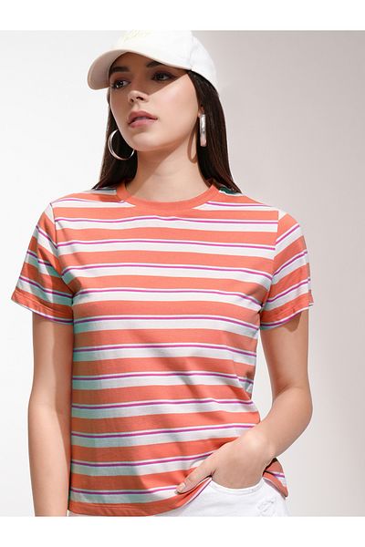 Tokyo Talkies By Styli Regular Fit Striped Round Neck T-Shirt