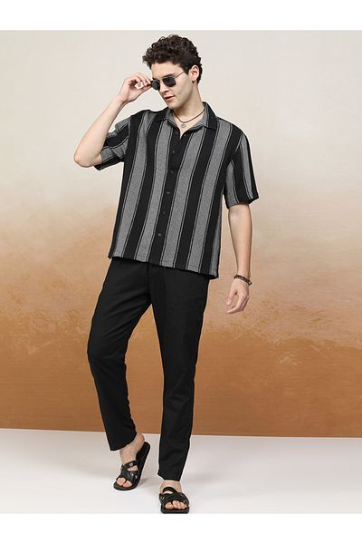 Highlander By Styli Textured Cotton Relaxed Fit Shirt