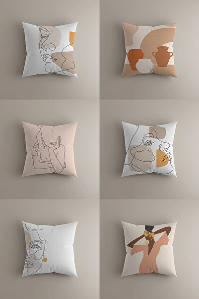 LadiesHome Set de 6 huse de pernă cu model geometric minimalist - 43x43 cm