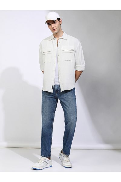 Highlander By Styli Oversized Collared Shirt with Pockets Detail