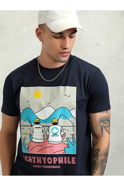 Highlander By Styli Graphic Print Regular Fit Round Neck T-Shirt