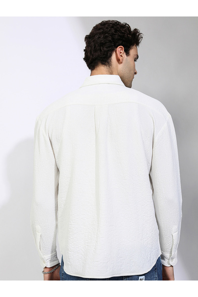 Highlander By Styli Oversized Collared Shirt with Pockets Detail