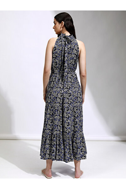 Tokyo Talkies By Styli All-Over Floral Print Halter Neck A-Line Maxi Dress