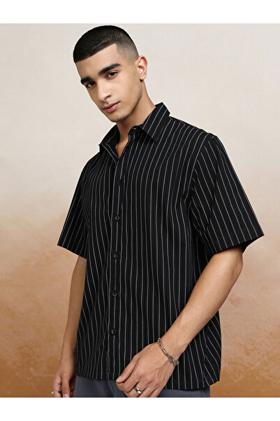 Highlander By Styli Striped Cotton Boxy Fit Shirt